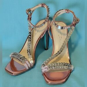Betsey Johnson Metallic Pink Heels with Silver Details